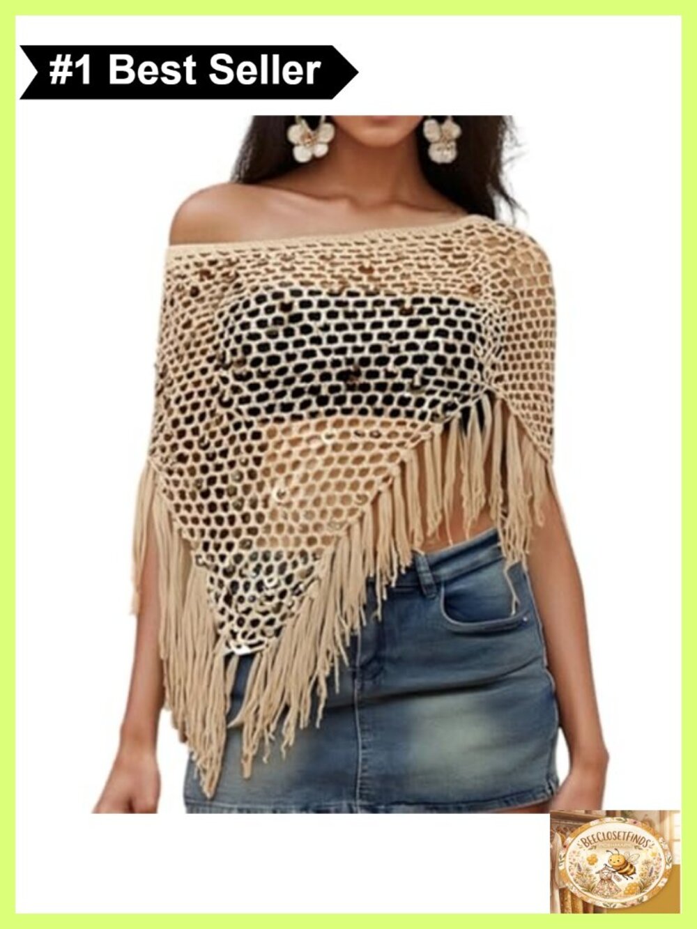 Sheer Knit Poncho Shrug Tassel Batwing Sleeve Beach Coverup
